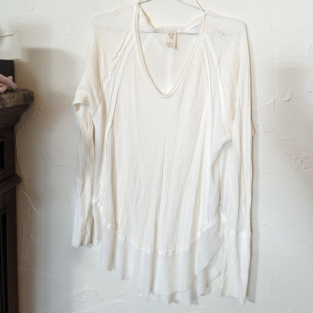 We the Free by Free People Catalina V Neck Thermal Top long sleeve Pink